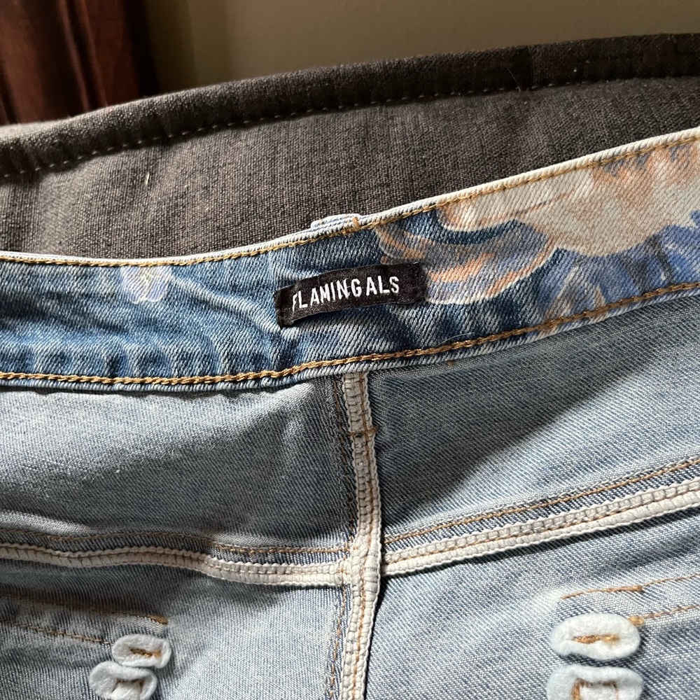 Flamingals 2x Floral Straight-Leg Jeans in Light Blue - Picture 3 of 7